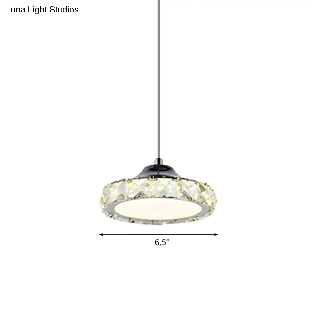 Led Crystal Ceiling Pendant Light In Chrome Finish With Warm/White For Dining Room