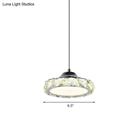 Led Crystal Ceiling Pendant Light In Chrome Finish With Warm/White For Dining Room