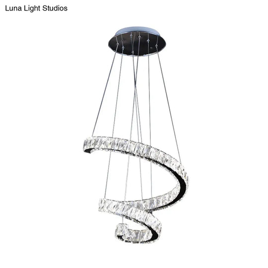 Contemporary Twist Crystal Chandelier - Led Pendant Lamp (19/23.5/31.5) With Chrome Finish Living