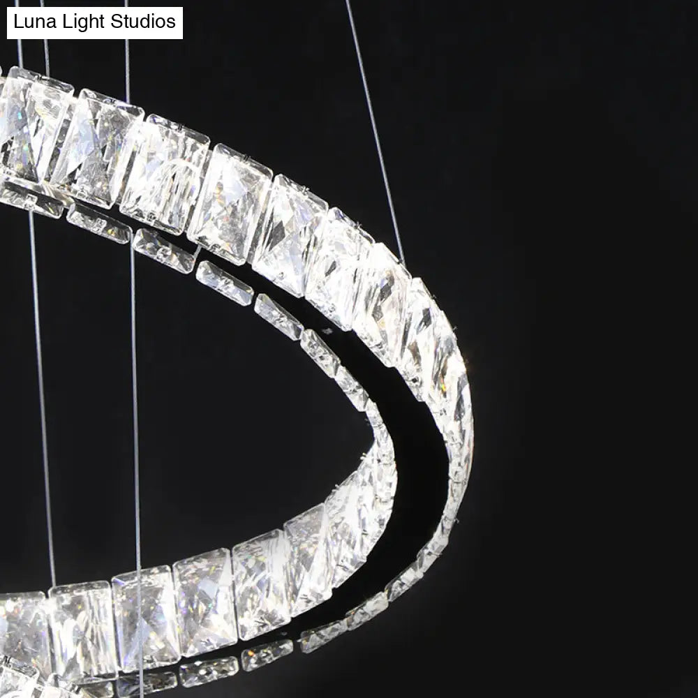 Led Crystal Chandelier Pendant Lamp - Contemporary Twist Design Chrome Finish 19’/23.5’/31.5’ Width