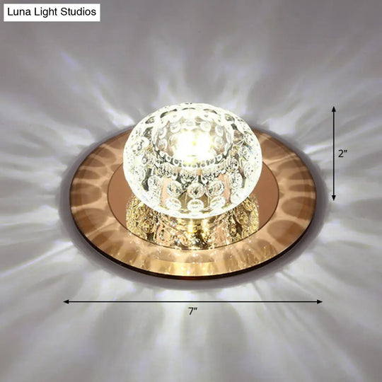 Led Crystal Corridor Ceiling Light - Modern Doughnut Flush Mount Design Tan / White