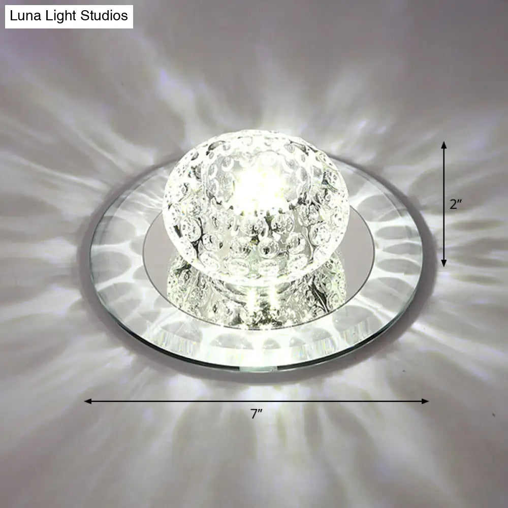 Led Crystal Corridor Ceiling Light - Modern Doughnut Flush Mount Design White /