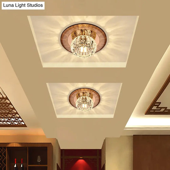 Led Crystal Corridor Ceiling Light - Modern Doughnut Flush Mount Design