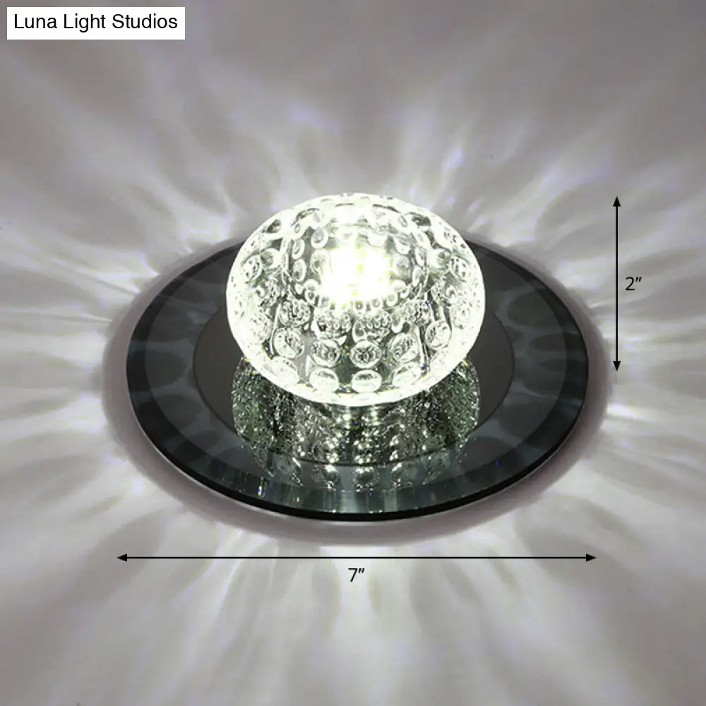 Led Crystal Corridor Ceiling Light - Modern Doughnut Flush Mount Design Black / White