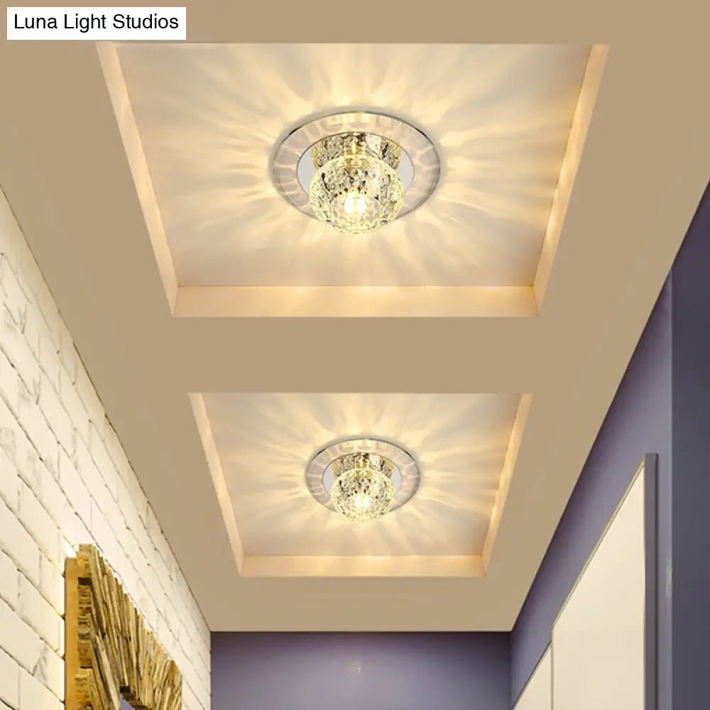 Led Crystal Corridor Ceiling Light - Modern Doughnut Flush Mount Design