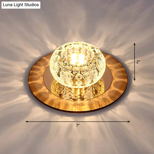 Led Crystal Corridor Ceiling Light - Modern Doughnut Flush Mount Design Tan / Warm