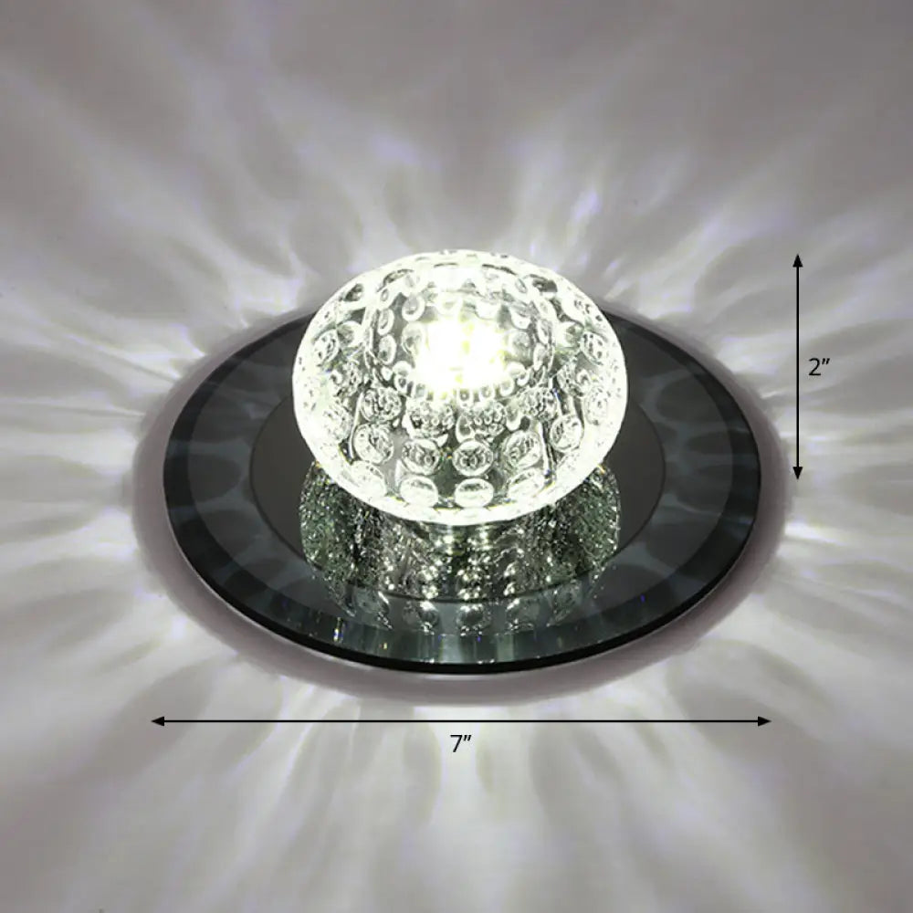 Led Crystal Corridor Ceiling Light - Modern Doughnut Flush Mount Design Black / White