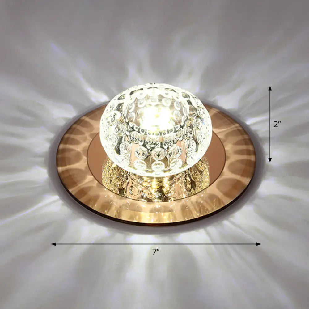 Led Crystal Corridor Ceiling Light - Modern Doughnut Flush Mount Design Tan / White