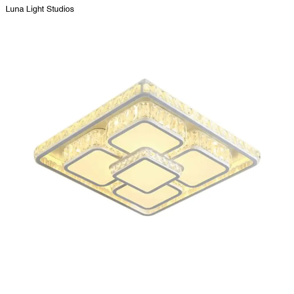 Led Crystal Flush Mount Ceiling Light In Contemporary Style - Choose Warm Or Cool White