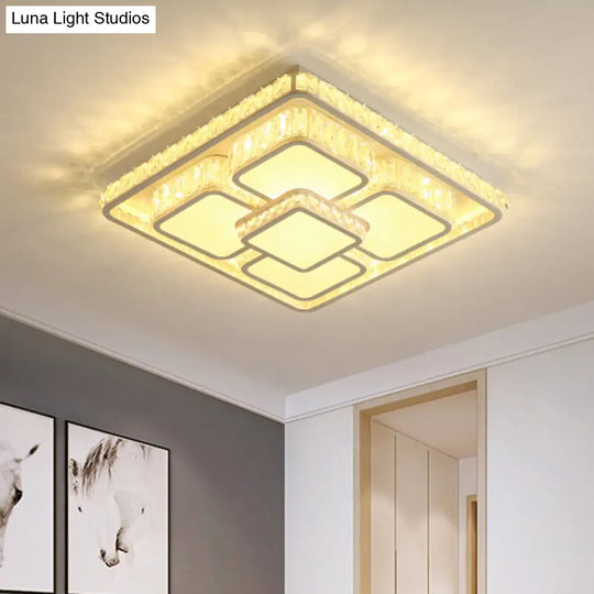 Led Crystal Flush Mount Ceiling Light In Contemporary Style - Choose Warm Or Cool White