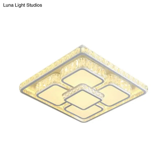 Led Crystal Flush Mount Ceiling Light In Contemporary Style - Choose Warm Or Cool White