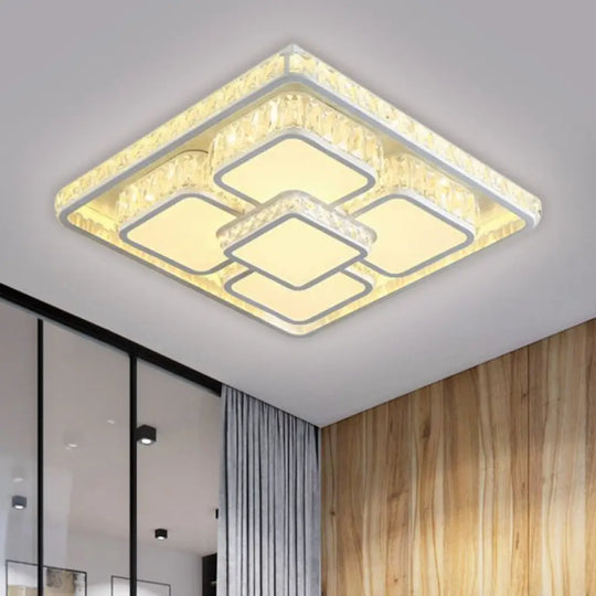 Led Crystal Flush Mount Ceiling Light In Contemporary Style - Choose Warm Or Cool White /