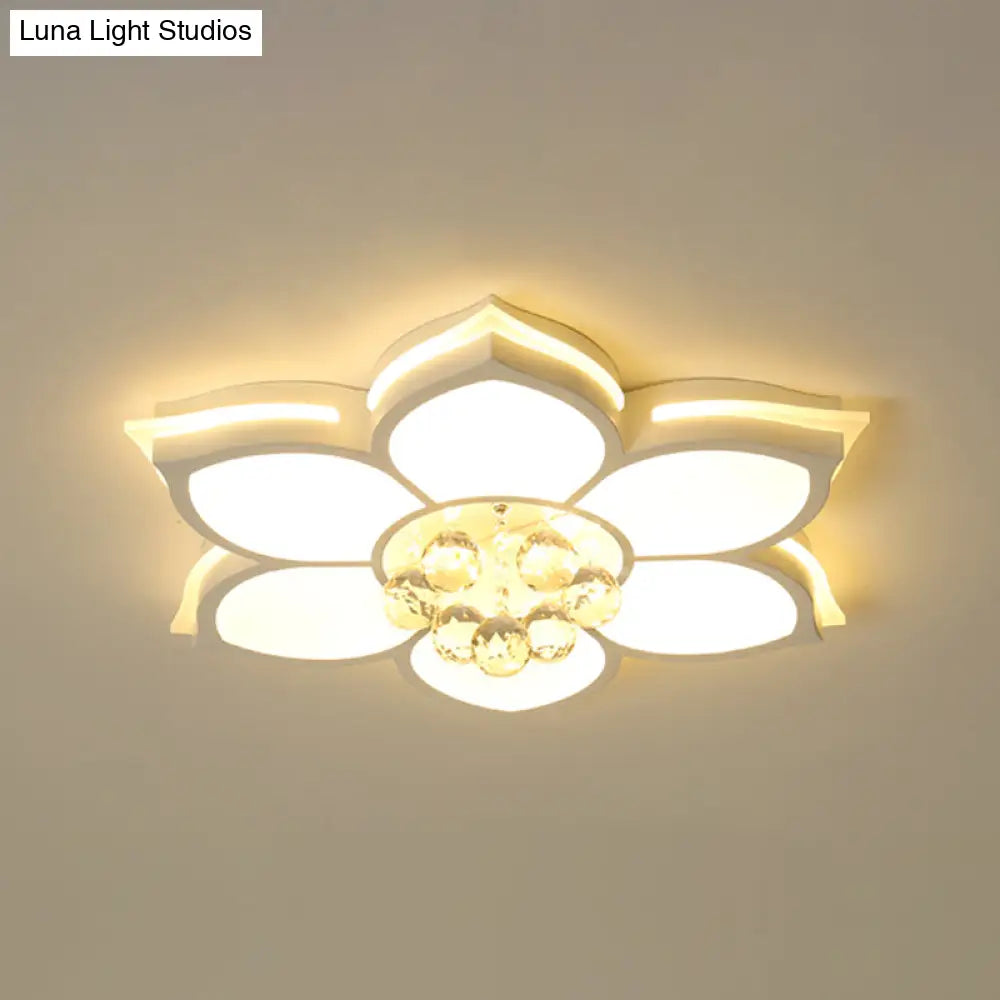 Led Crystal Flush Mount Ceiling Light With Clear Droplets