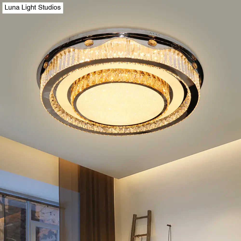 Led Crystal Flush Mount Ceiling Light With Nickel Finish