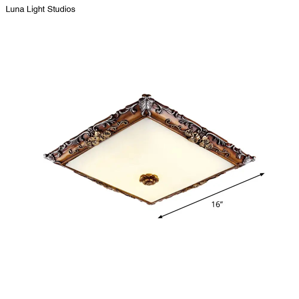 Led Crystal Flush Mount Light - 16/19.5 Width Brown Square Living Room Lighting Fixture