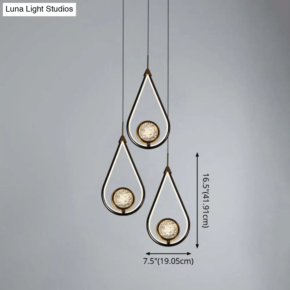 Modern Led Crystal Pendant Lamp With Metal Ceiling Mount