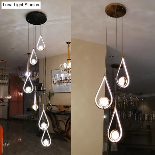 Led Crystal Pendant - Contemporary Style Metal Ceiling Hanging Lamp
