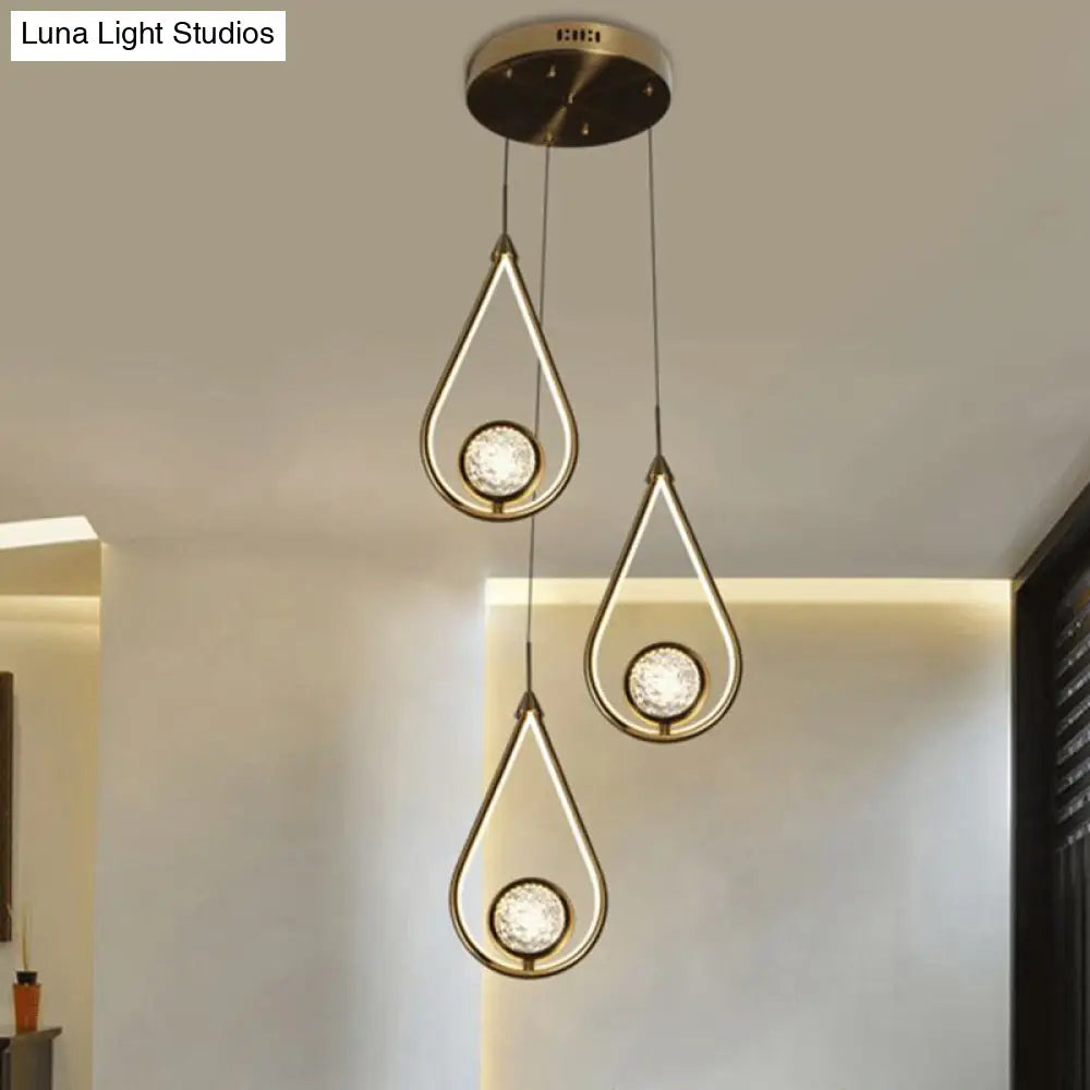 Modern Led Crystal Pendant Lamp With Metal Ceiling Mount