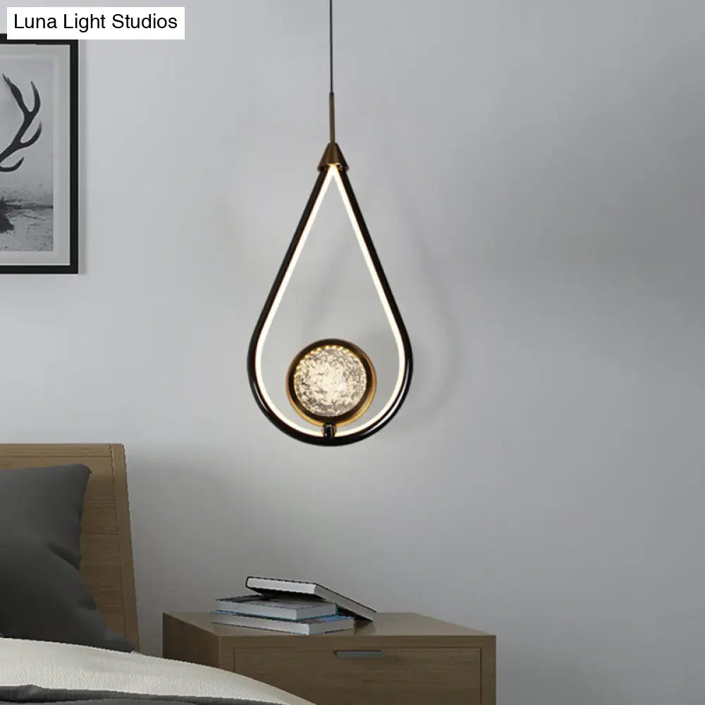 Modern Led Crystal Pendant Lamp With Metal Ceiling Mount