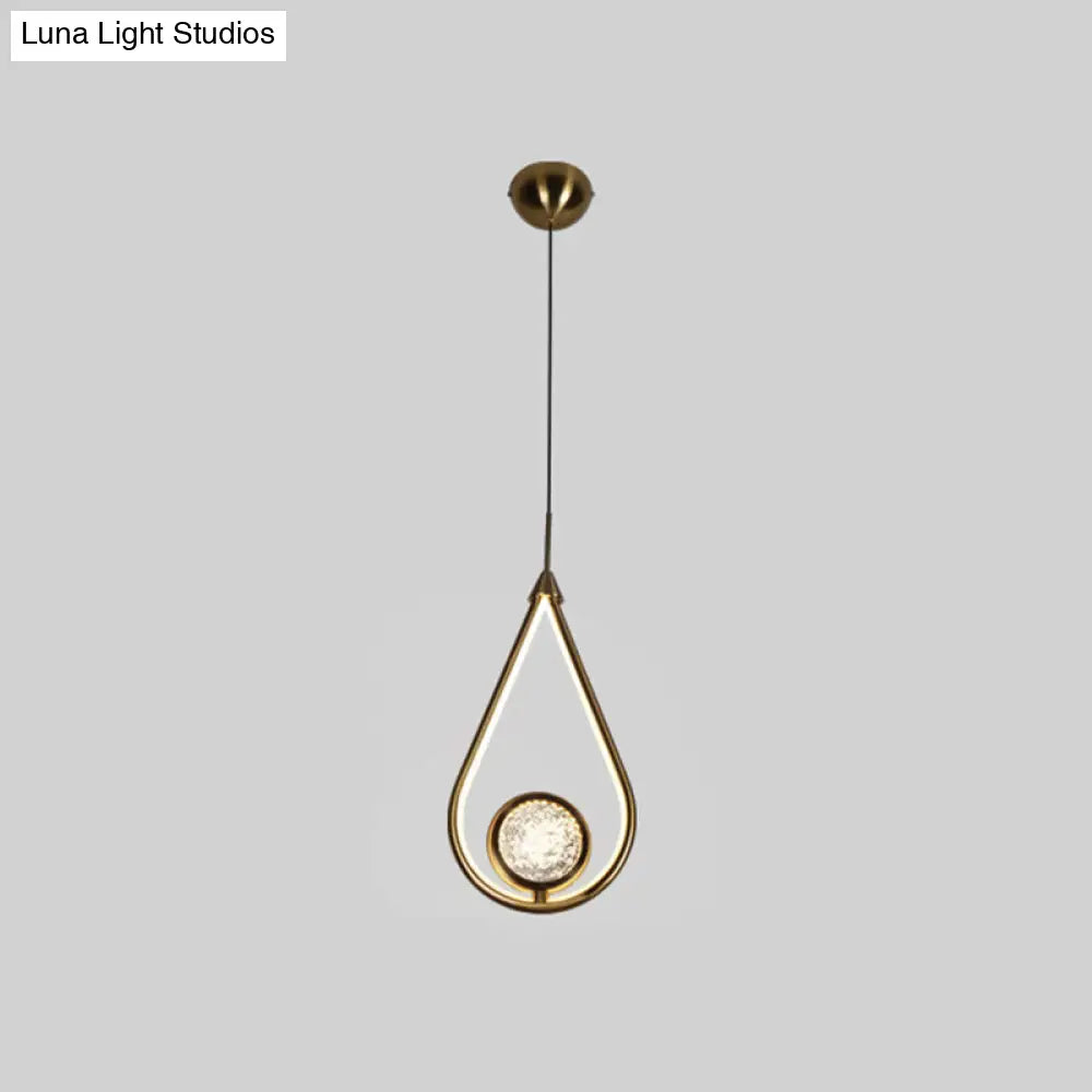 Modern Led Crystal Pendant Lamp With Metal Ceiling Mount 1 / Black-Gold