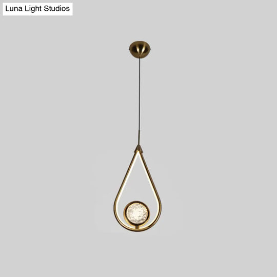 Modern Led Crystal Pendant Lamp With Metal Ceiling Mount 1 / Black-Gold