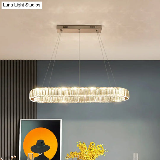 Led Crystal Pendant Light For Restaurant With Stainless Steel Island Design