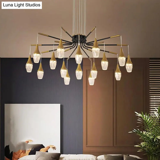 Led Crystal Raindrop Chandelier - Postmodern Burst Design Gold 7/13/16