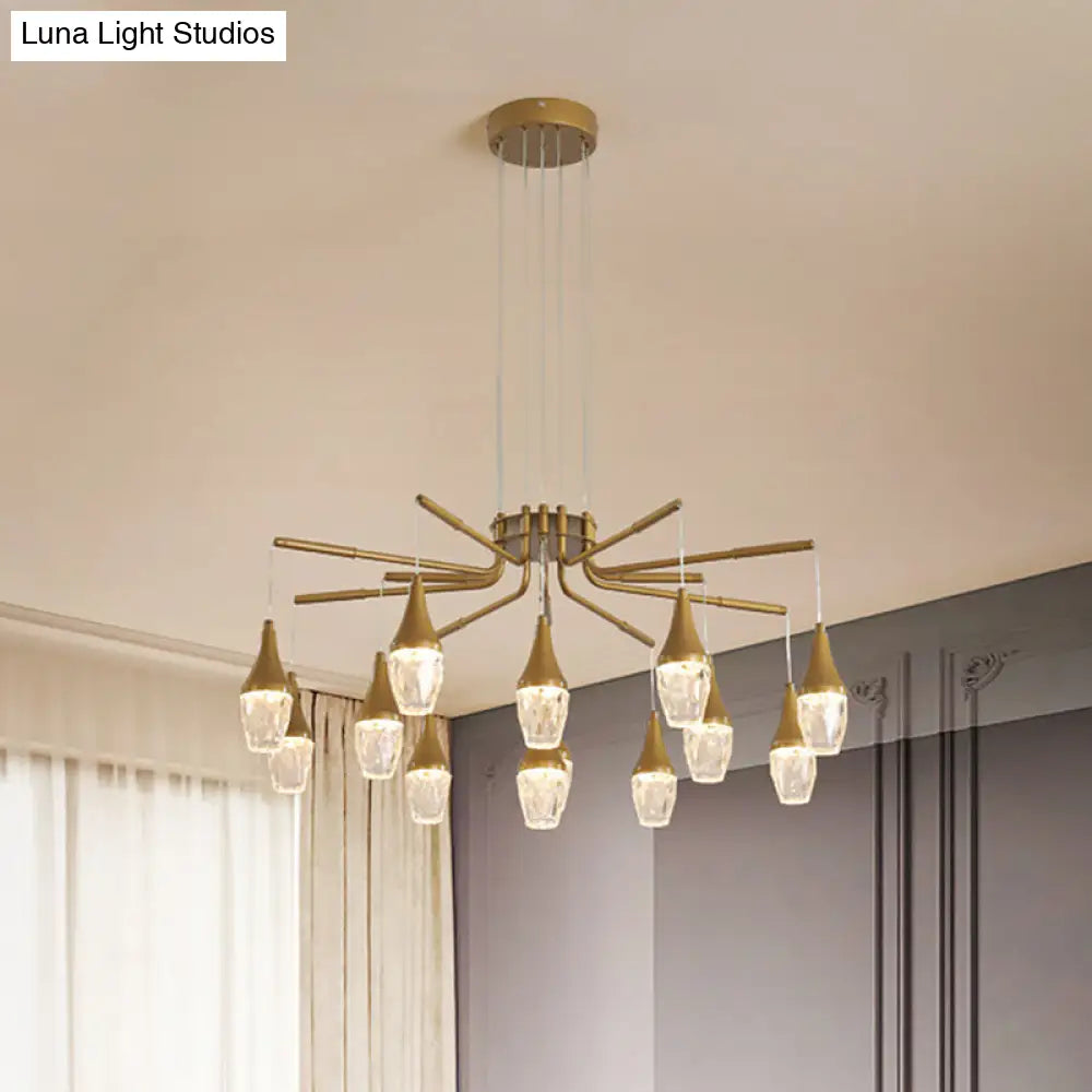 Modern Gold 7/13/16-Head Led Chandelier With Crystal Raindrop Ceiling Light 13 /