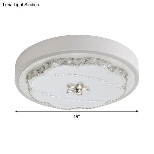 Led Crystal Shade White Floral Ceiling Lamp - Modern Stylish Flushmount Lighting