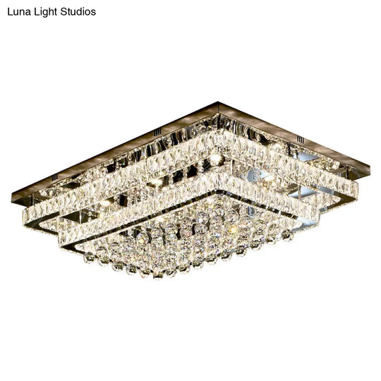 Led Crystal Stainless - Steel Rectangle Flush Mount Ceiling Light