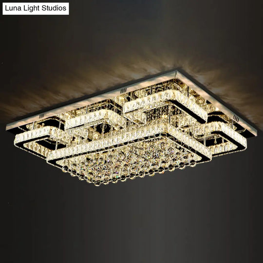 Led Crystal Stainless - Steel Rectangle Flush Mount Ceiling Light