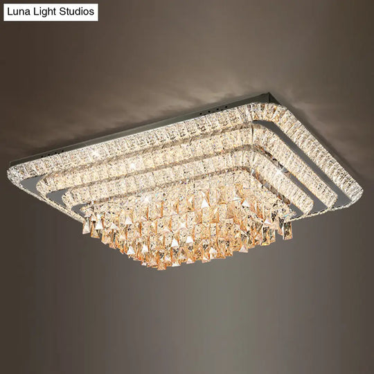 Led Crystal Stainless - Steel Rectangle Flush Mount Ceiling Light