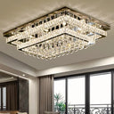 Led Crystal Stainless - Steel Rectangle Flush Mount Ceiling Light / Small A