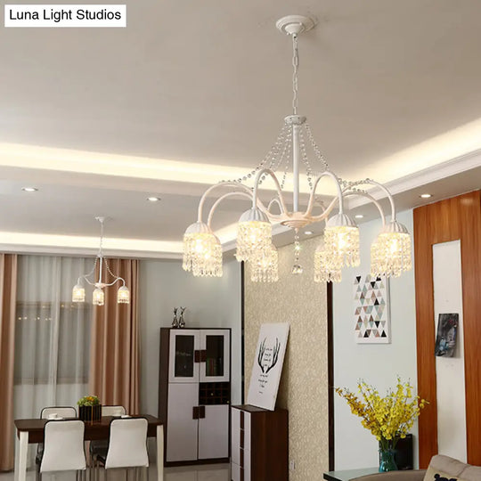 Led Crystal Tassel Chandelier - Country Style Hanging Light For Living Room