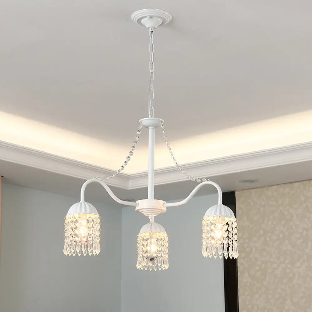 Led Crystal Tassel Chandelier - Country Style Hanging Light For Living Room 3 / White Warm