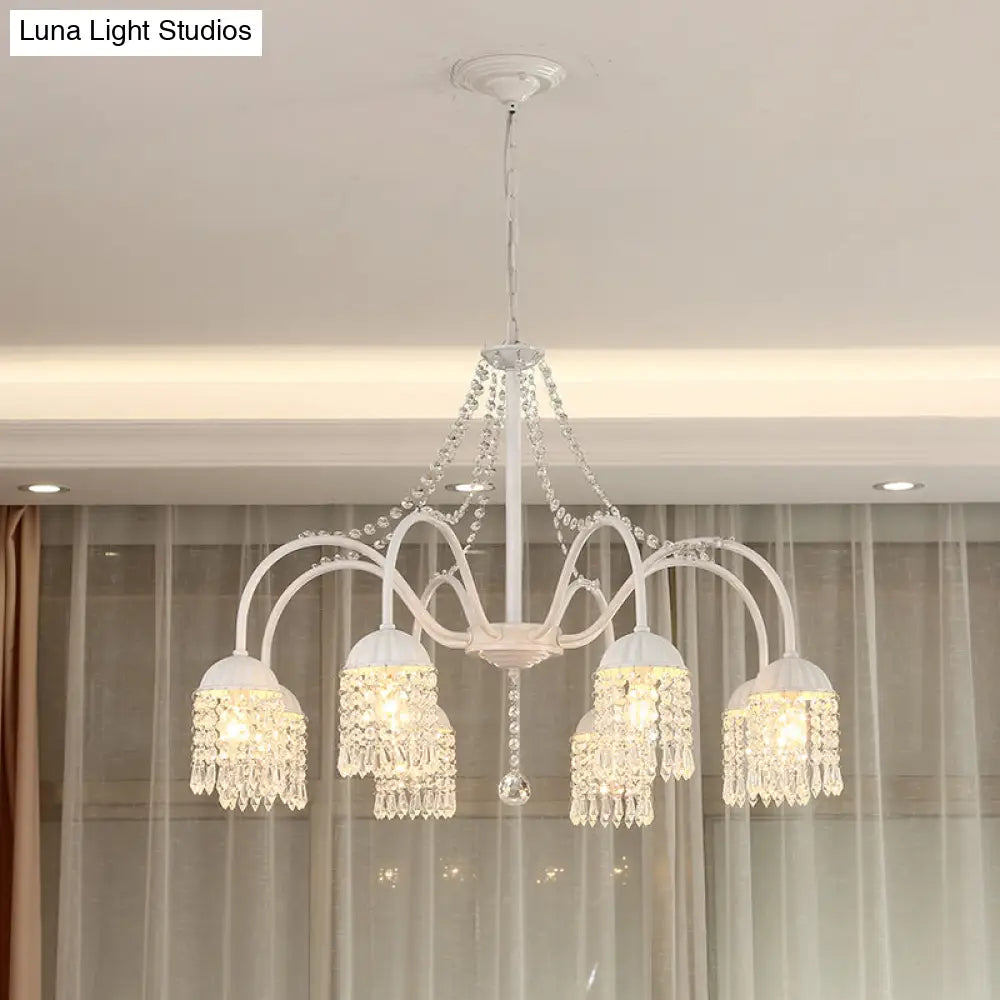 Led Crystal Tassel Chandelier - Country Style Hanging Light For Living Room