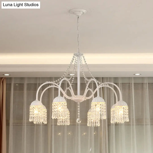 Led Crystal Tassel Chandelier - Country Style Hanging Light For Living Room