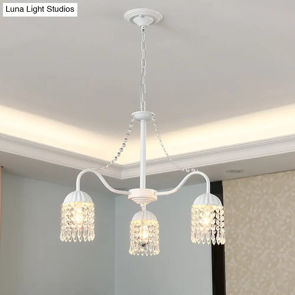 Led Crystal Tassel Chandelier - Country Style Hanging Light For Living Room