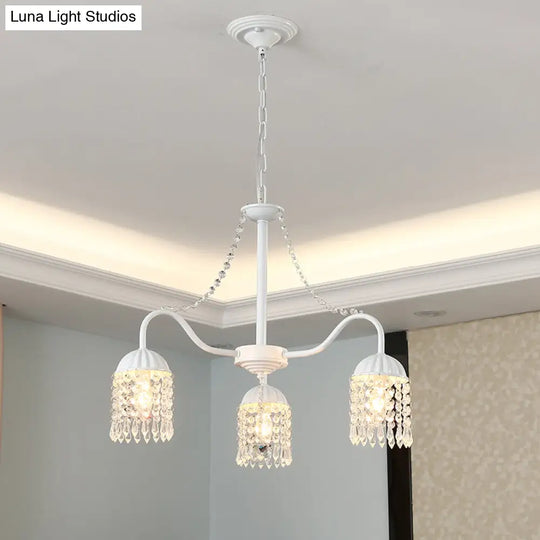 Led Crystal Tassel Chandelier - Country Style Hanging Light For Living Room