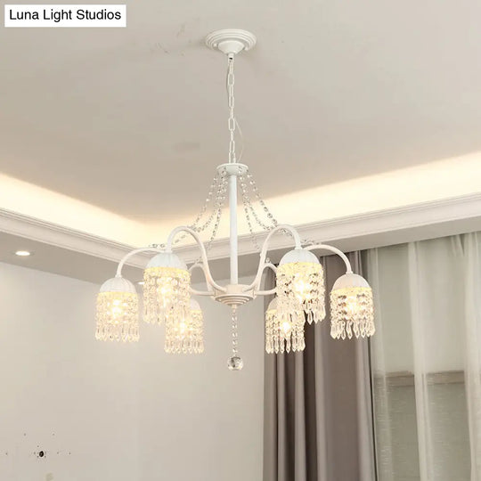 Led Crystal Tassel Chandelier - Country Style Hanging Light For Living Room