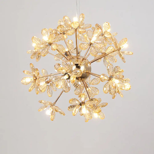 Led Dandelion Chandelier: Crystal Flower Pendant Light For Living Room 18 / Gold