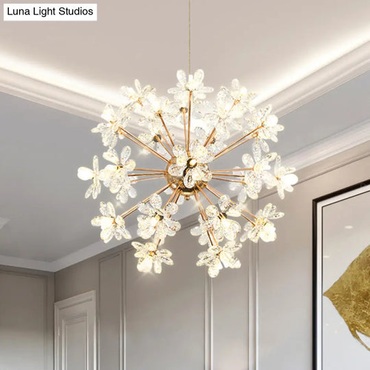 Led Dandelion Chandelier: Crystal Flower Pendant Light For Living Room