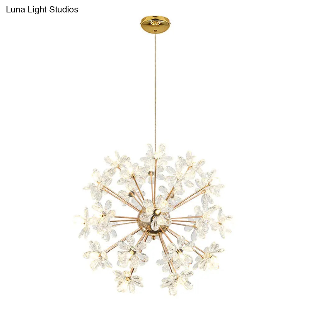 Led Dandelion Chandelier: Crystal Flower Pendant Light For Living Room