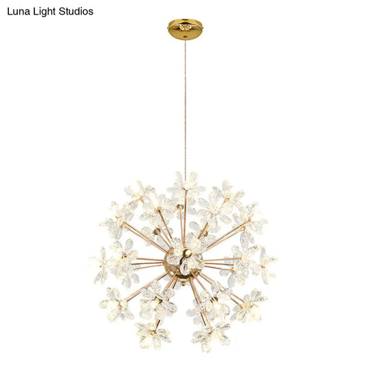 Led Dandelion Chandelier: Crystal Flower Pendant Light For Living Room