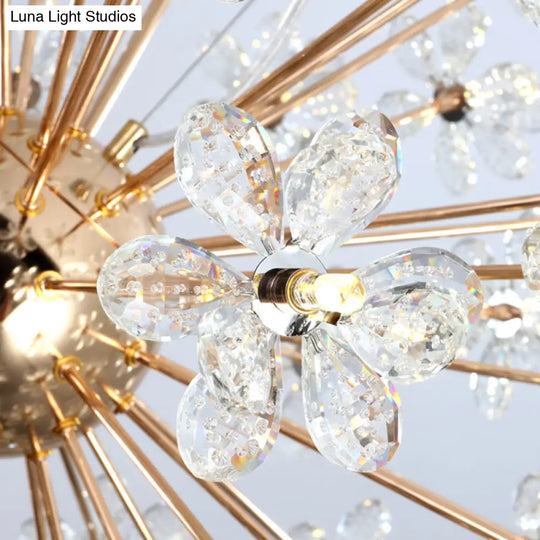 Led Dandelion Chandelier: Crystal Flower Pendant Light For Living Room