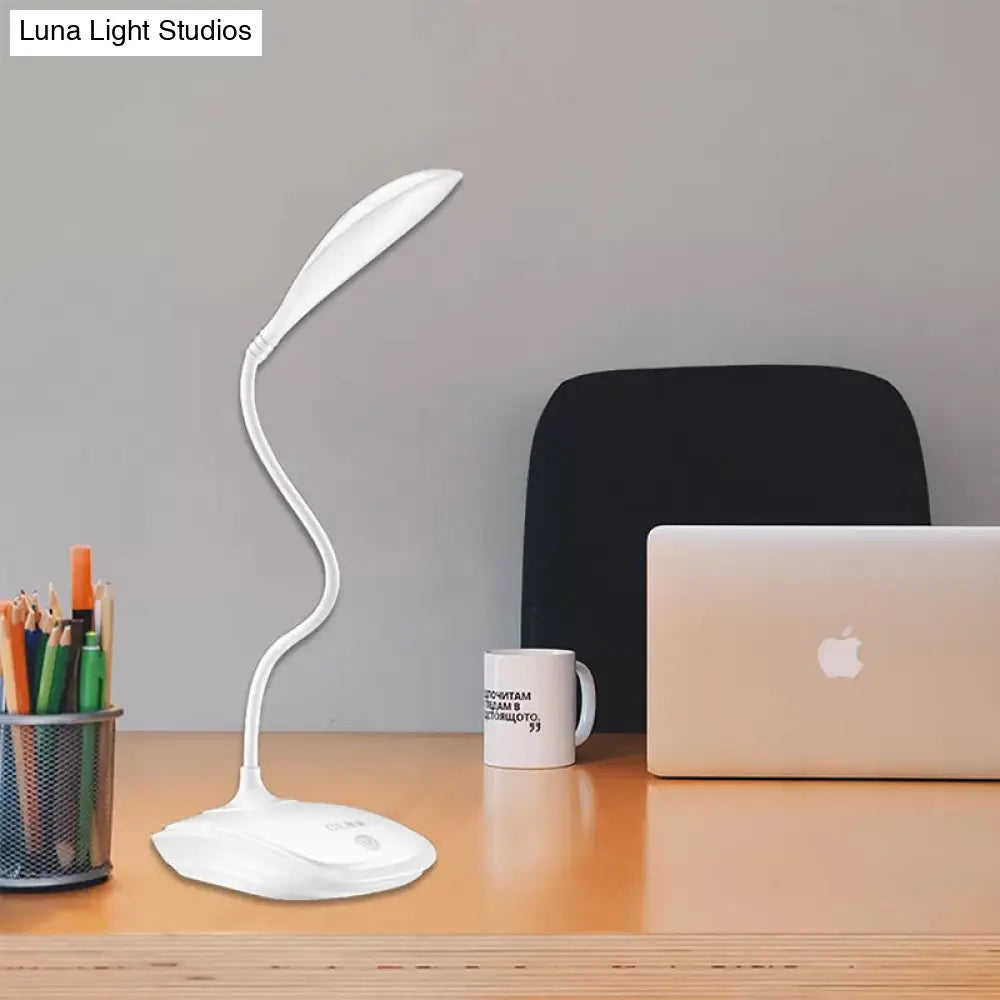 Led Desk Lamp With Touch-Sensitive 3-Level Dimmer Silicone Arm And Simple Design - Ideal For Study