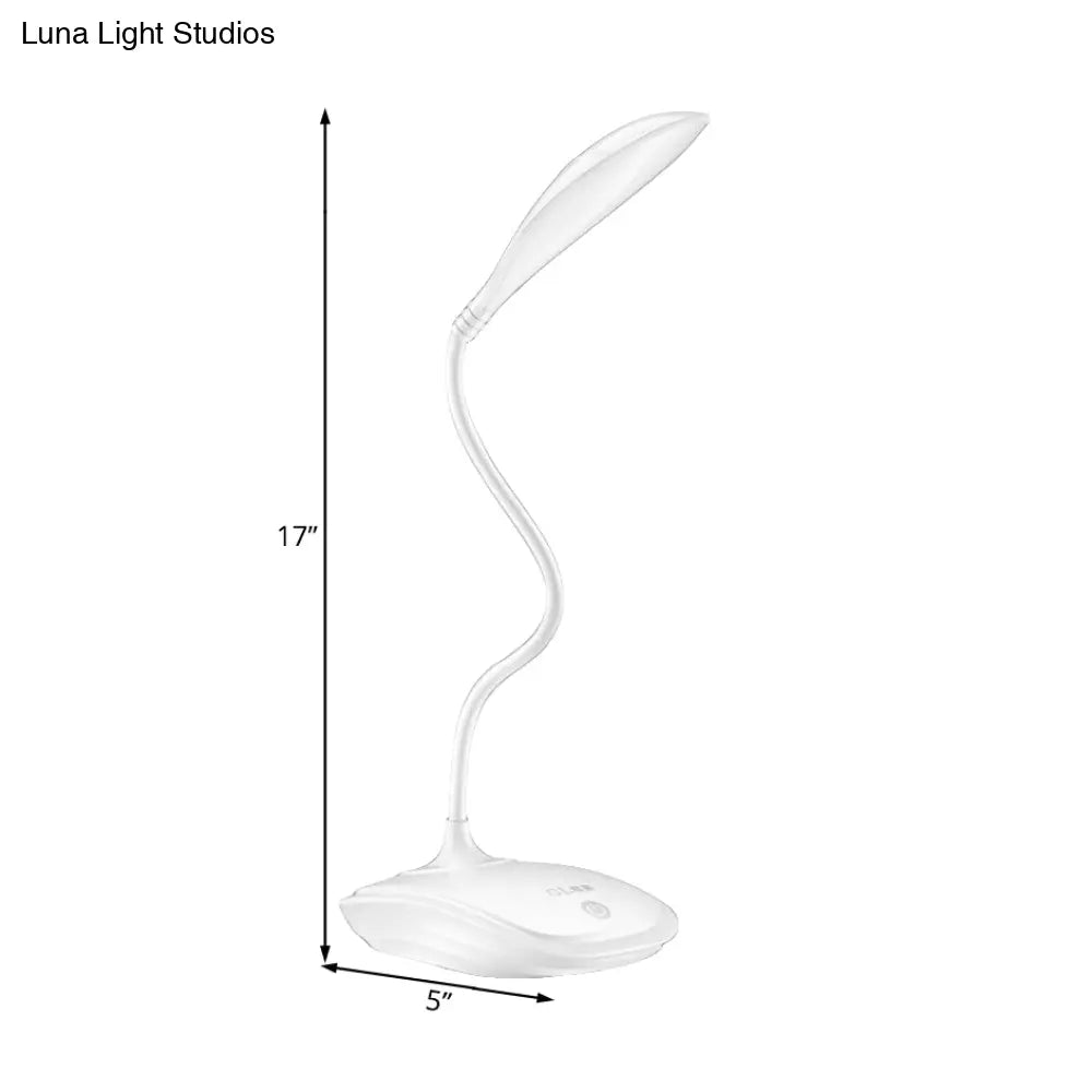 Led Desk Lamp With Touch-Sensitive 3-Level Dimmer Silicone Arm And Simple Design - Ideal For Study