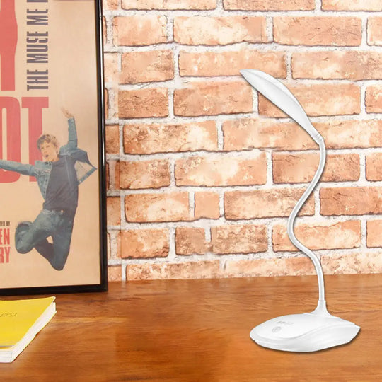 Led Desk Lamp With Touch-Sensitive 3-Level Dimmer Silicone Arm And Simple Design - Ideal For Study