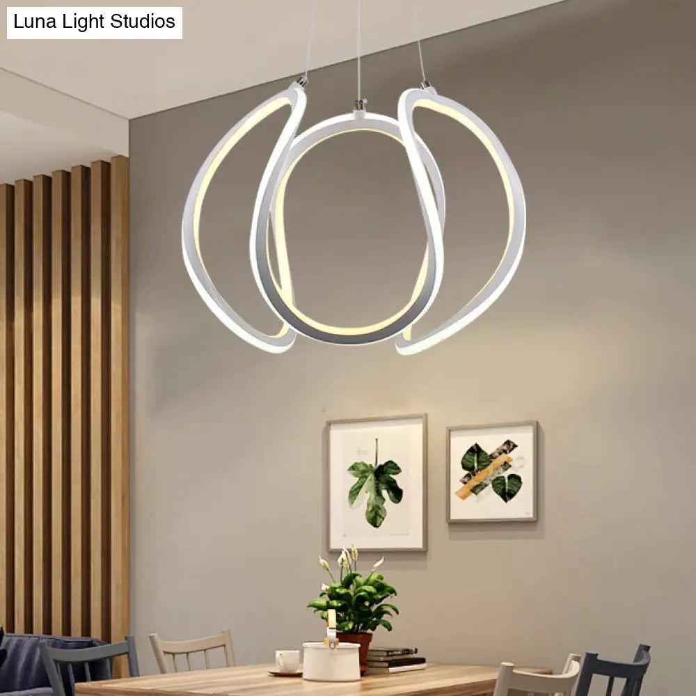 Led Dining Room Ceiling Pendant - Minimalist Acrylic Chandelier With Warm/White Light