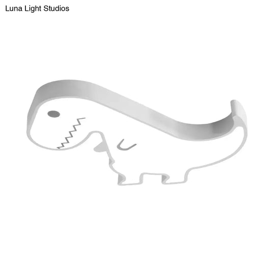 Led Dinosaur Acrylic Flush Mount Light - Cartoon Style Bedroom Ceiling Lighting Warm/White Glow